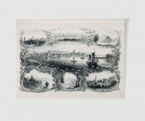 Der Rhein Souvenirblatt – Historischer Stahlstich als Kunstdruck