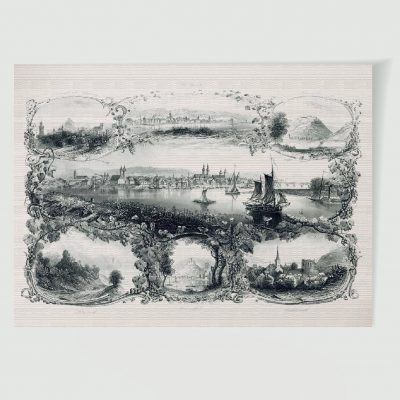 Der Rhein Souvenirblatt – Historischer Stahlstich als Kunstdruck