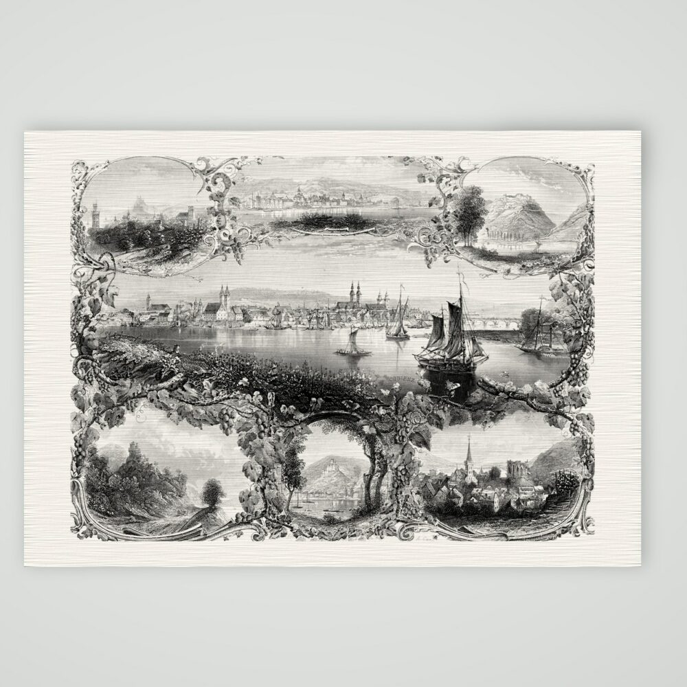 Der Rhein Souvenirblatt – Kunstdruck auf Leinenpapier