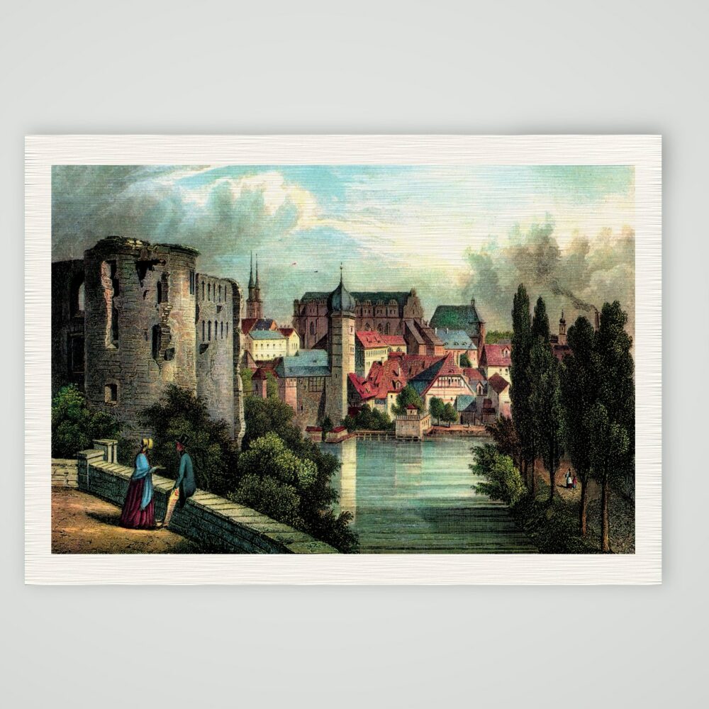 Halle Moritzburg und Domkirche – Kunstdruck auf Leinenpapier
