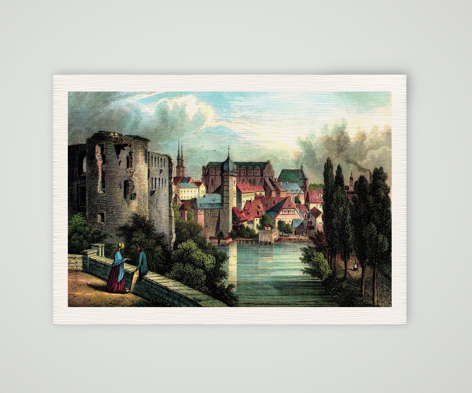 Halle Moritzburg und Domkirche – Kunstdruck auf Leinenpapier