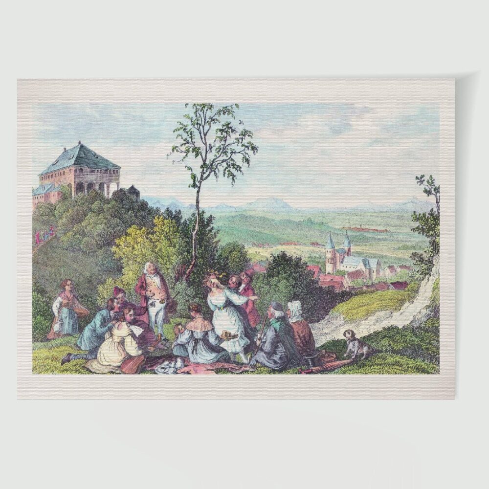 Gernrode Stubenberg ca. 30 x 42 cm (Stahlstich, Kunstdruck) – Historischer Stahlstich 1850 als Kunstdruck