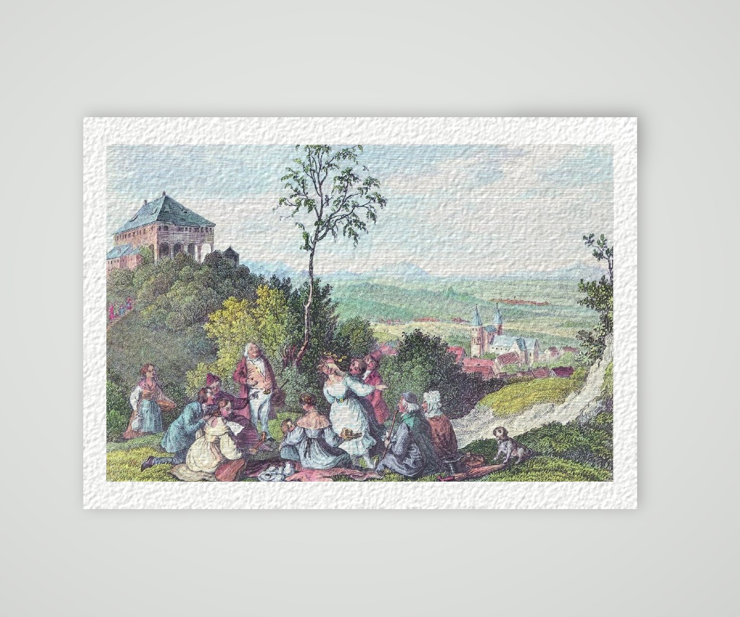 Gernrode Stubenberg ca. 30 x 42 cm (Stahlstich, Kunstdruck) – Historischer Stahlstich 1850 als Kunstdruck – auf Hahnemühle-Büttenpapier