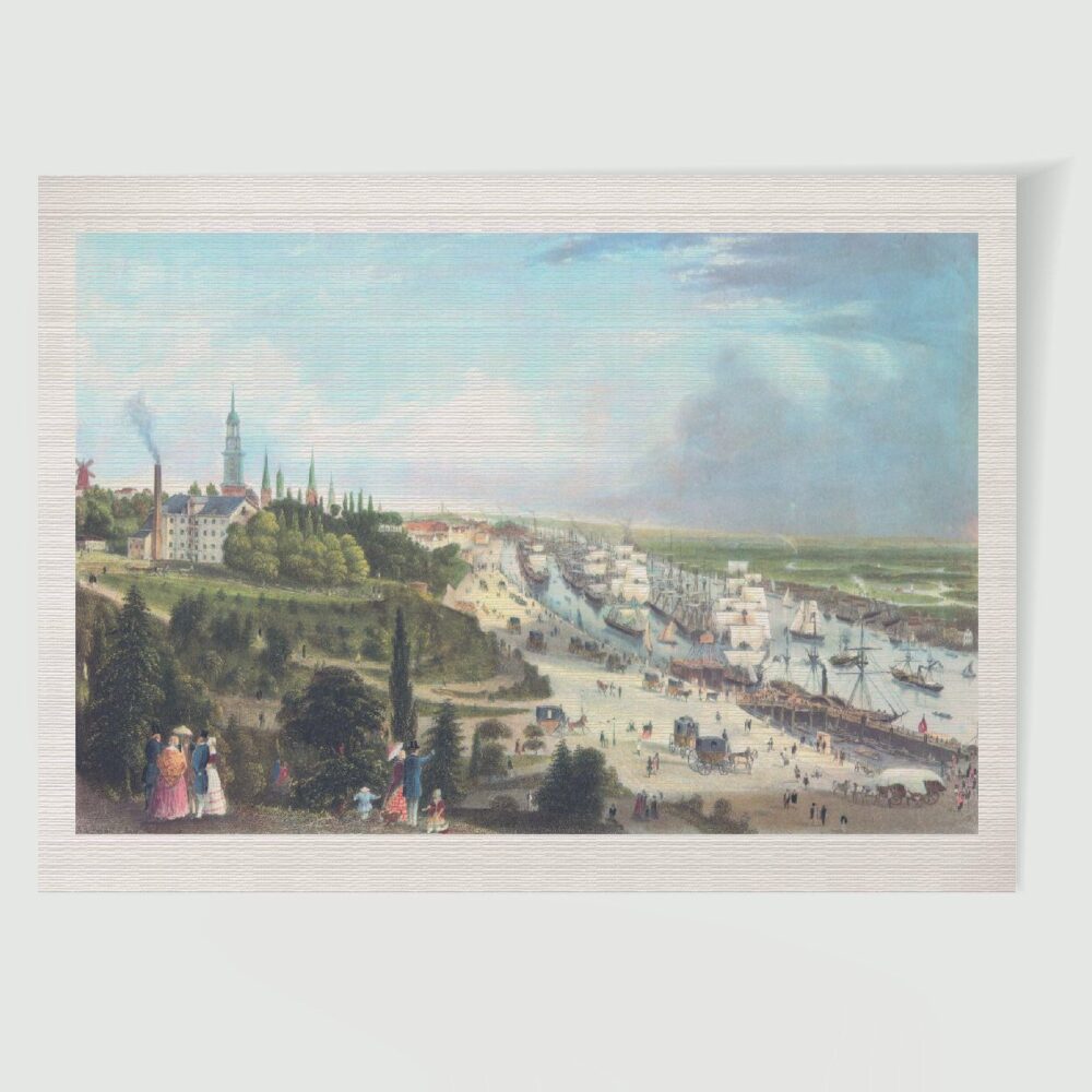Hamburg Binnenalster – Historischer Stahlstich 1850 als Kunstdruck