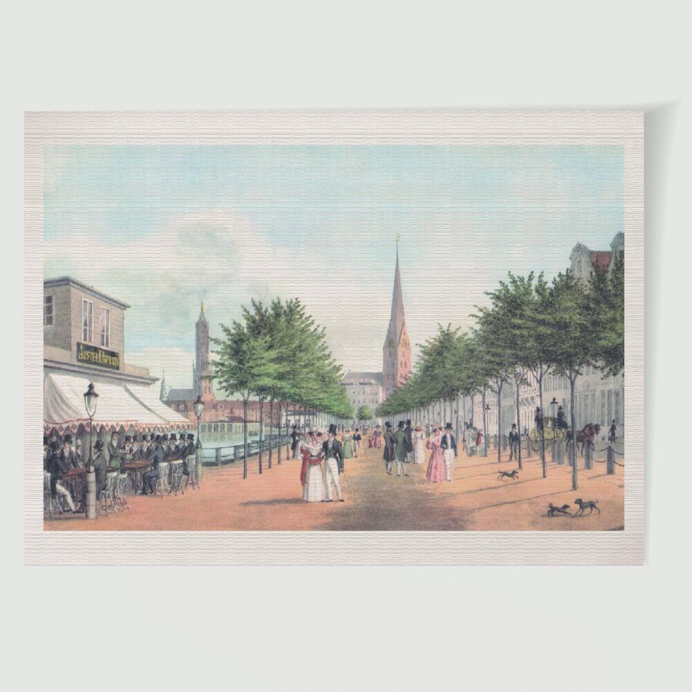 Hamburg Binnenalster ca. 30 x 42 cm (Stahlstich, Kunstdruck) – Historischer Stahlstich 1850 als Kunstdruck