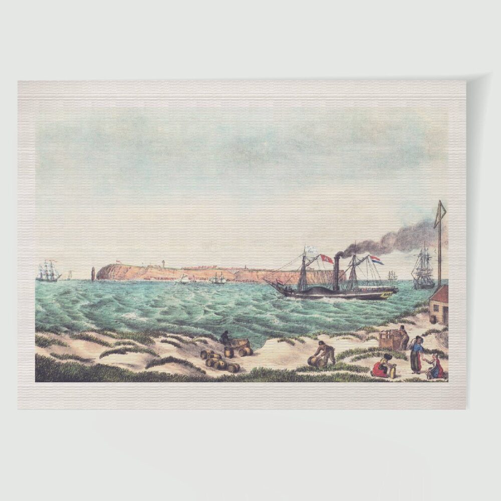 Helgoland von der Sand-Insel gesehen ca. 30 x 42 cm (Lithographie, Kunstdruck) – Historische Lithographie 1825 als Kunstdruck