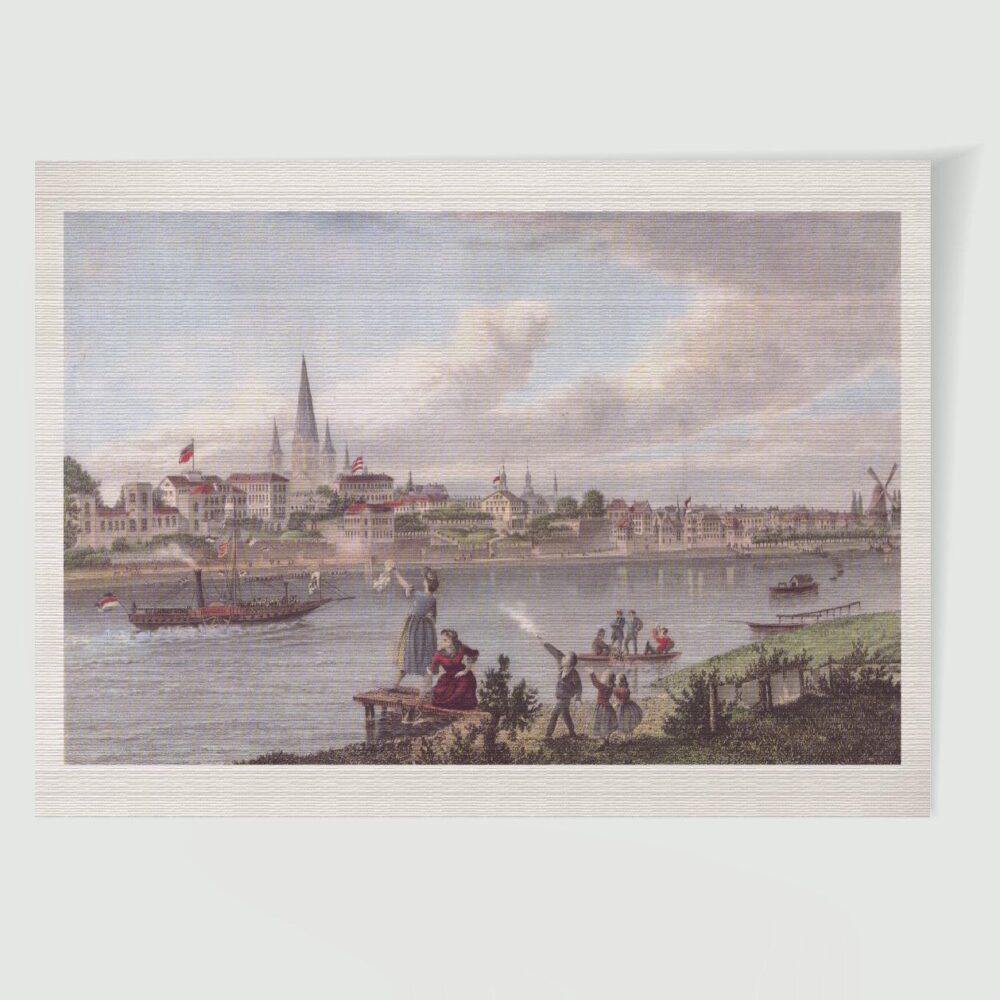 Bonn Stadtansicht ca. 30 x 42 cm (Kupferstich, Kunstdruck) (Kopie) – Historischer Stahlstich 1870 als Kunstdruck