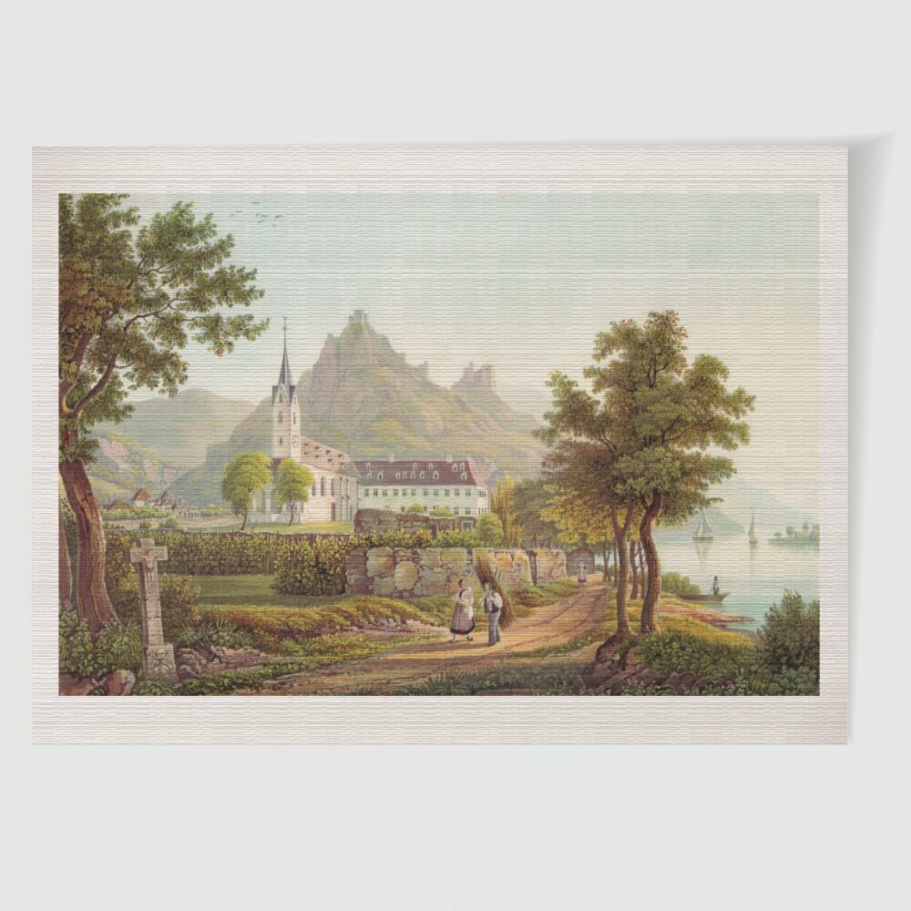 Bornhofen Die feindlichen Brüder ca. 30 x 42 cm (Kupferstich, Kunstdruck) – Historischer Kupferstich 1825 als Kunstdruck