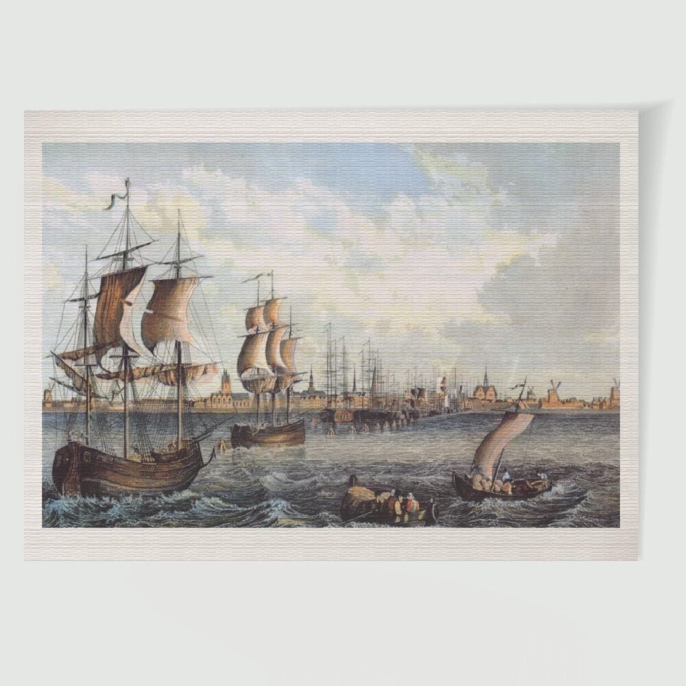 Emden ca. 30 x 42 cm (Kupferstich, Kunstdruck) – Historischer Stahlstich 1850 als Kunstdruck