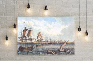 Emden – Detailansicht, historischer Stahlstich 1850 als Kunstdruck