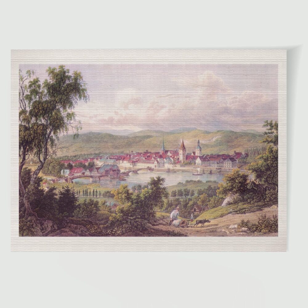 Hameln Stadtansicht ca. 30 x 42 cm (Kupferstich, Kunstdruck) – Historischer Stahlstich 1850 als Kunstdruck