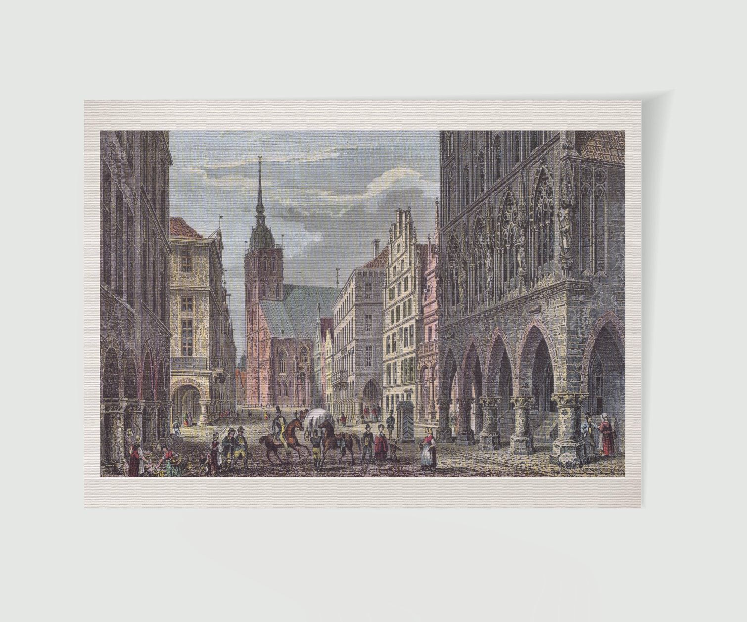 Münster Principalmarkt ca. 30 x 42 cm (Stahlstich, Kunstdruck)