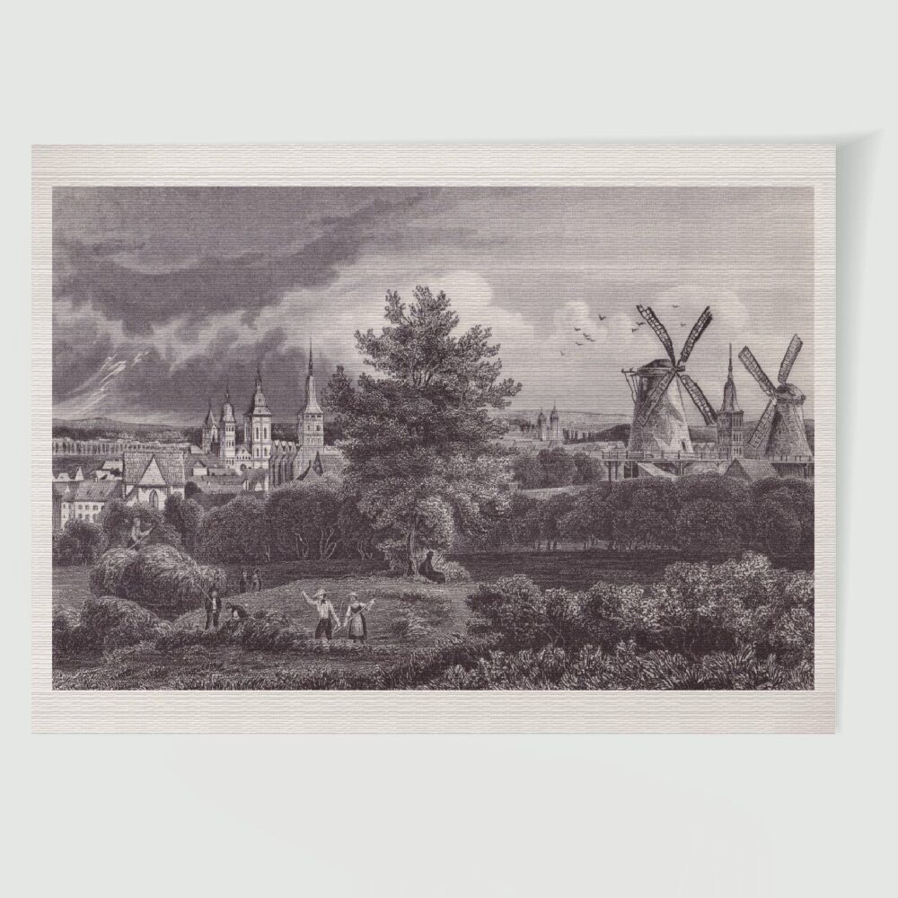 Osnabrück Stadtansicht vom Musenberg ca. 30 x 42 cm (Kupferstich, Kunstdruck) – Historischer Stahlstich 1850 als Kunstdruck