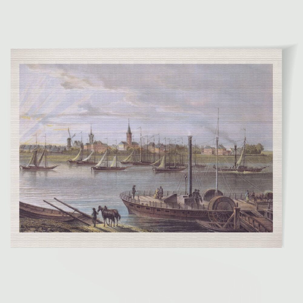 Ruhrort ca. 30 x 42 cm (Kupferstich, Kunstdruck) – Historischer Stahlstich 1850 als Kunstdruck