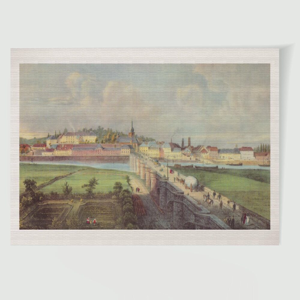Saarbrücken Stadtansicht ca. 30 x 42 cm (Kupferstich, Kunstdruck) – Historischer Stich 19. Jh. als Kunstdruck