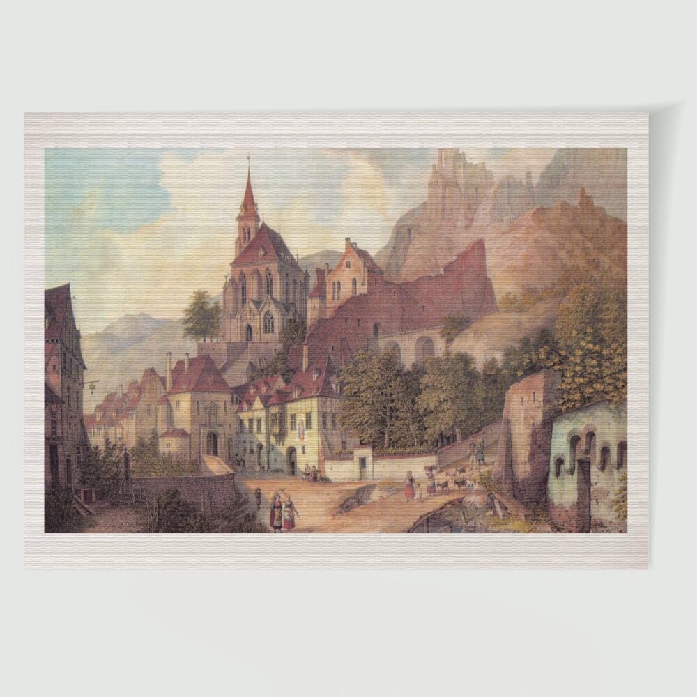Trarbach Stadtansicht ca. 30 x 42 cm (Kupferstich, Kunstdruck) – Historischer Stich 19. Jh. als Kunstdruck