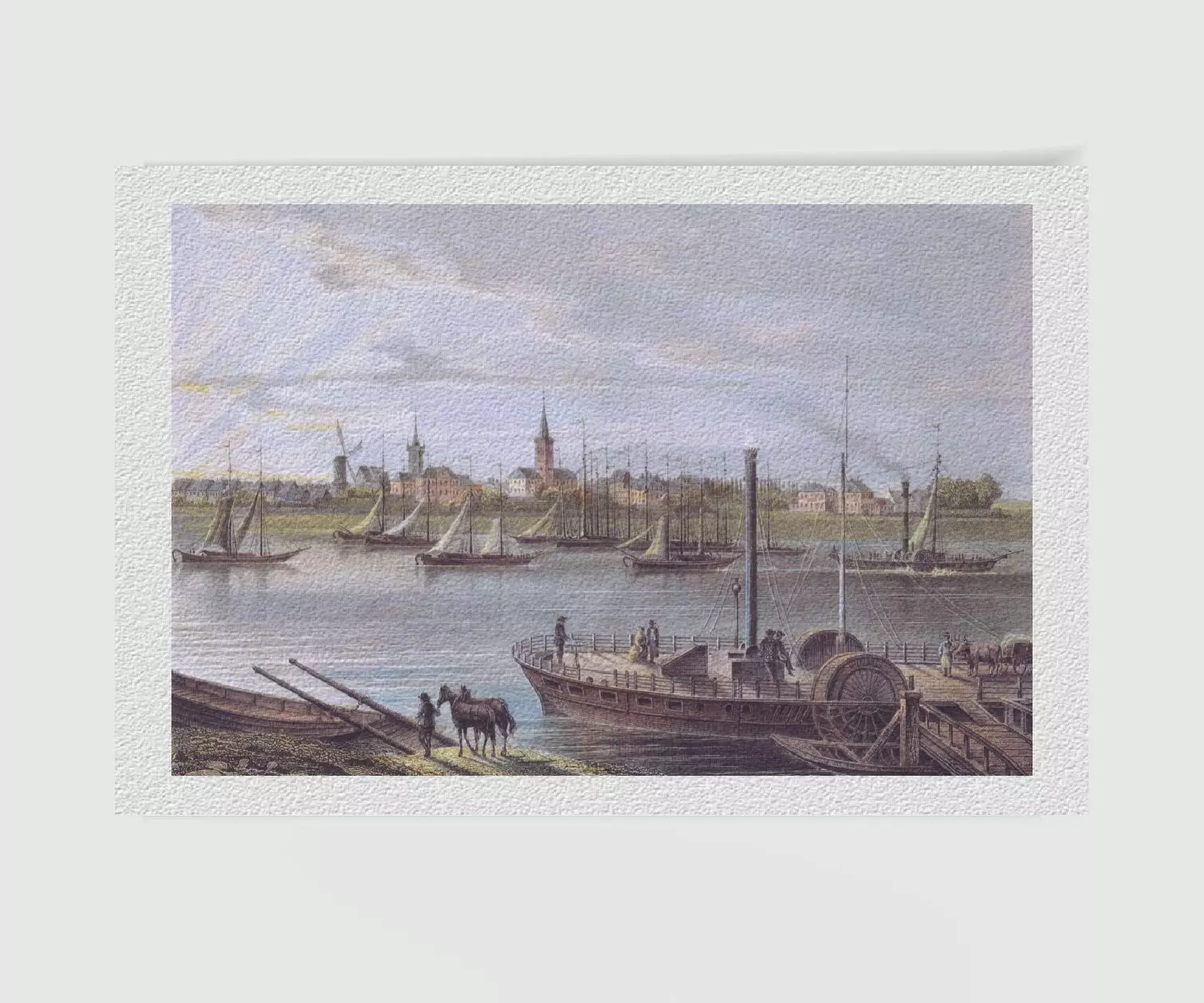 Ruhrort – Detailansicht, historischer Stahlstich 1850 als Kunstdruck