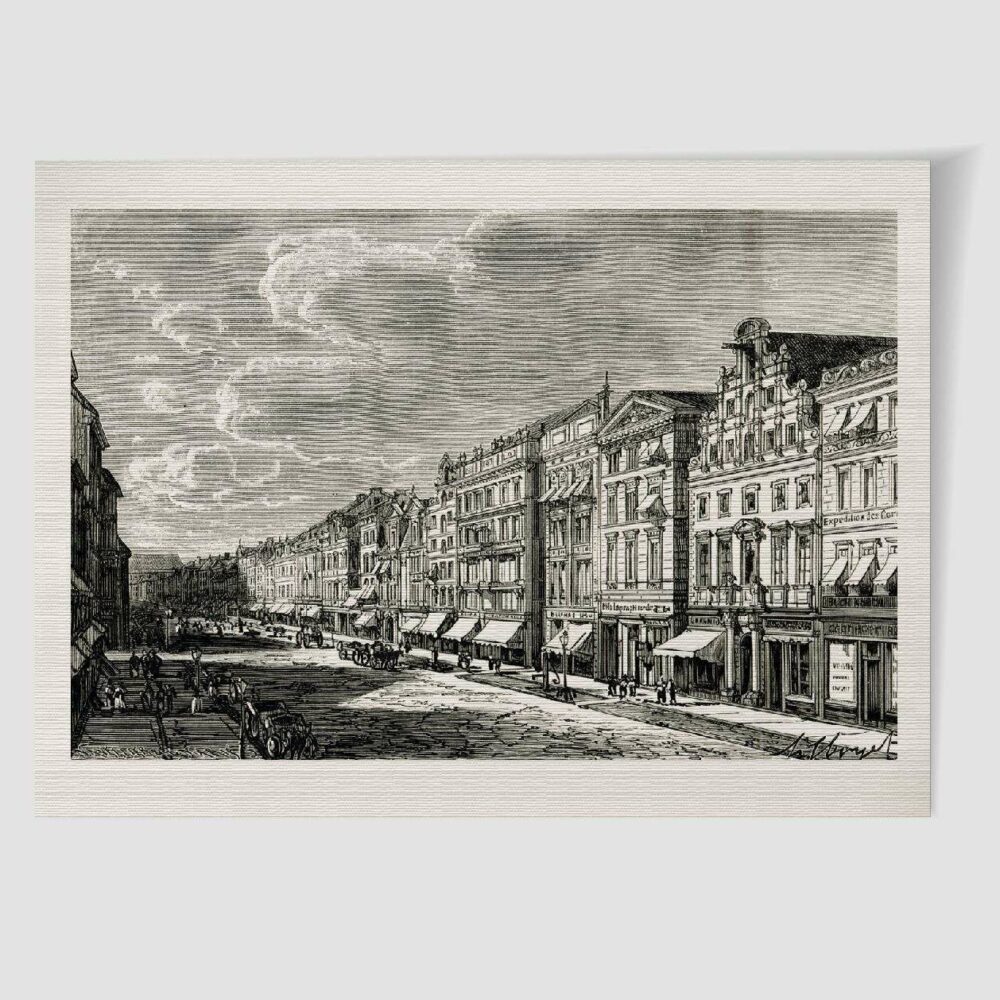 Magdeburg Straßenansicht Breiter Weg – historische Grafik als Kunstdruck