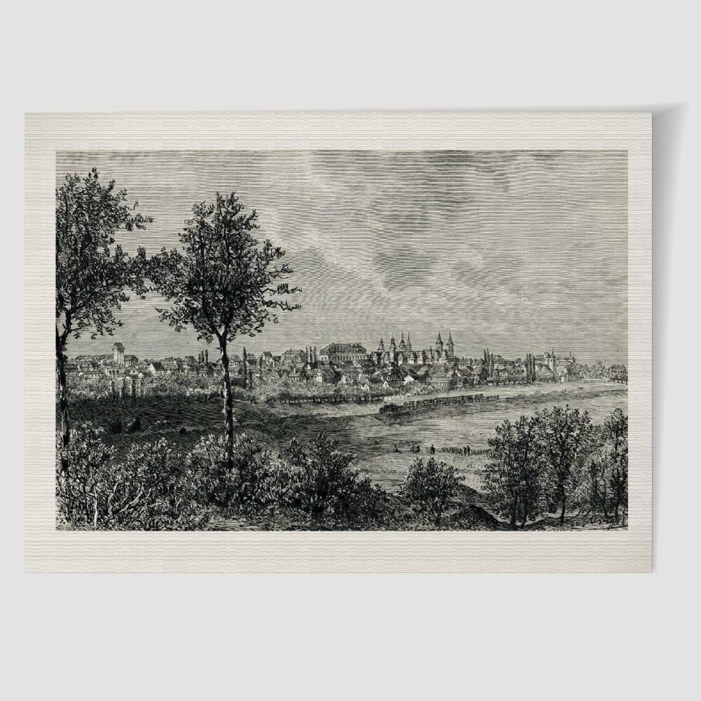 Merseburg Stadtansicht – Historischer Holzstich 1880 als Kunstdruck