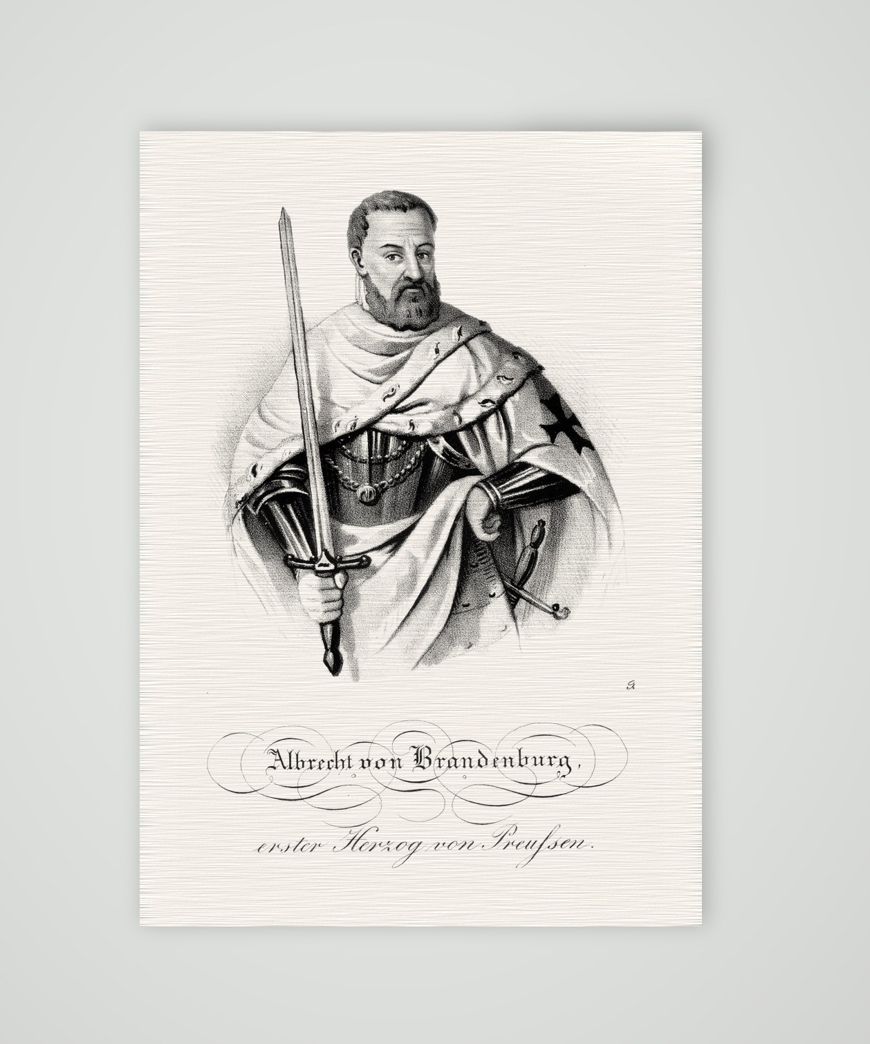 Albrecht von Brandenburg, erster Herzog von Preußen – Lithografie, Kunstdruck auf Leinenpapier