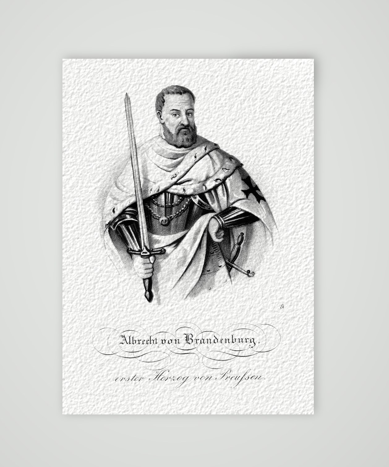 Albrecht von Brandenburg, erster Herzog von Preußen – Lithografie, Kunstdruck auf Hahnemühle-Büttenpapier