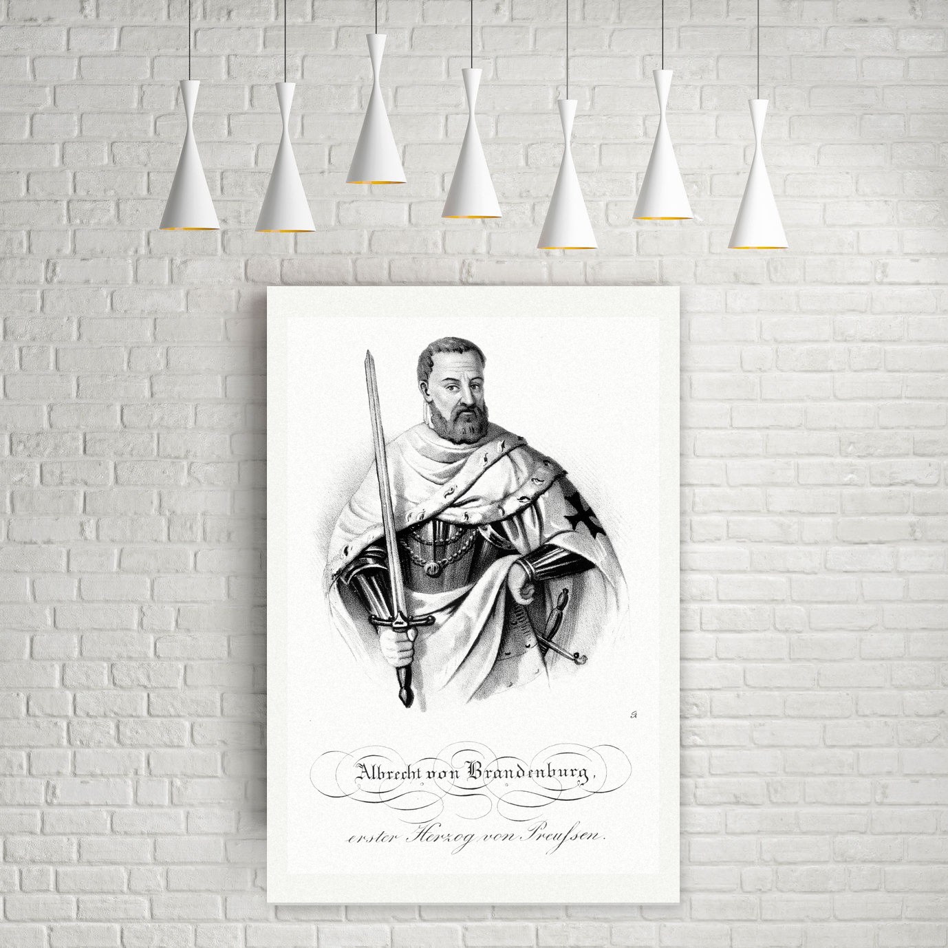 Albrecht von Brandenburg, erster Herzog von Preußen – Lithografie, Leinwanddruck auf Holzkeilrahmen an der Wand