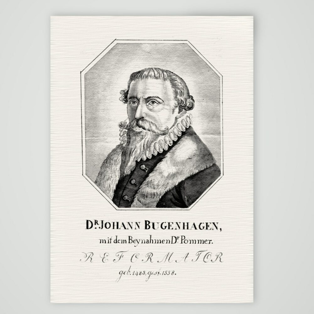Johannes Bugenhagen, Reformator – Stich, Kunstdruck auf Leinenpapier