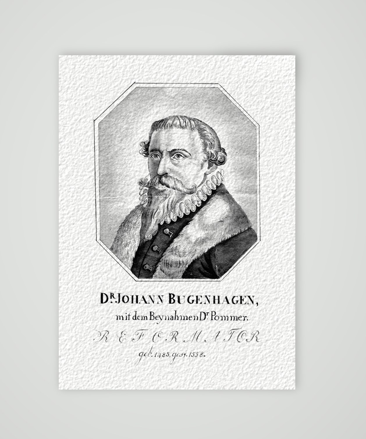 Johannes Bugenhagen, Reformator – Stich, Kunstdruck auf Hahnemühle-Büttenpapier