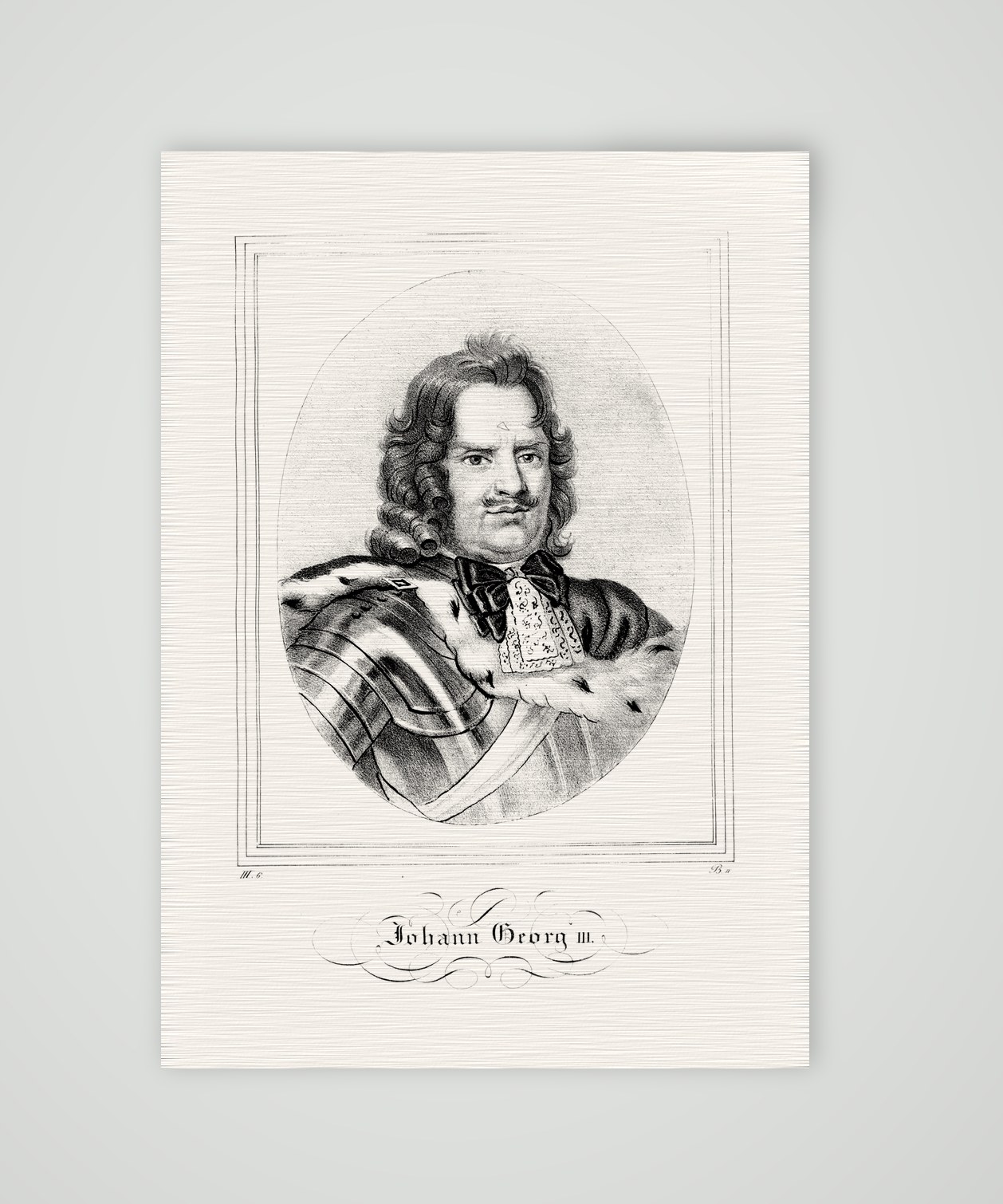Johann Georg III., Kurfürst von Sachsen – Lithografie, Kunstdruck auf Leinenpapier