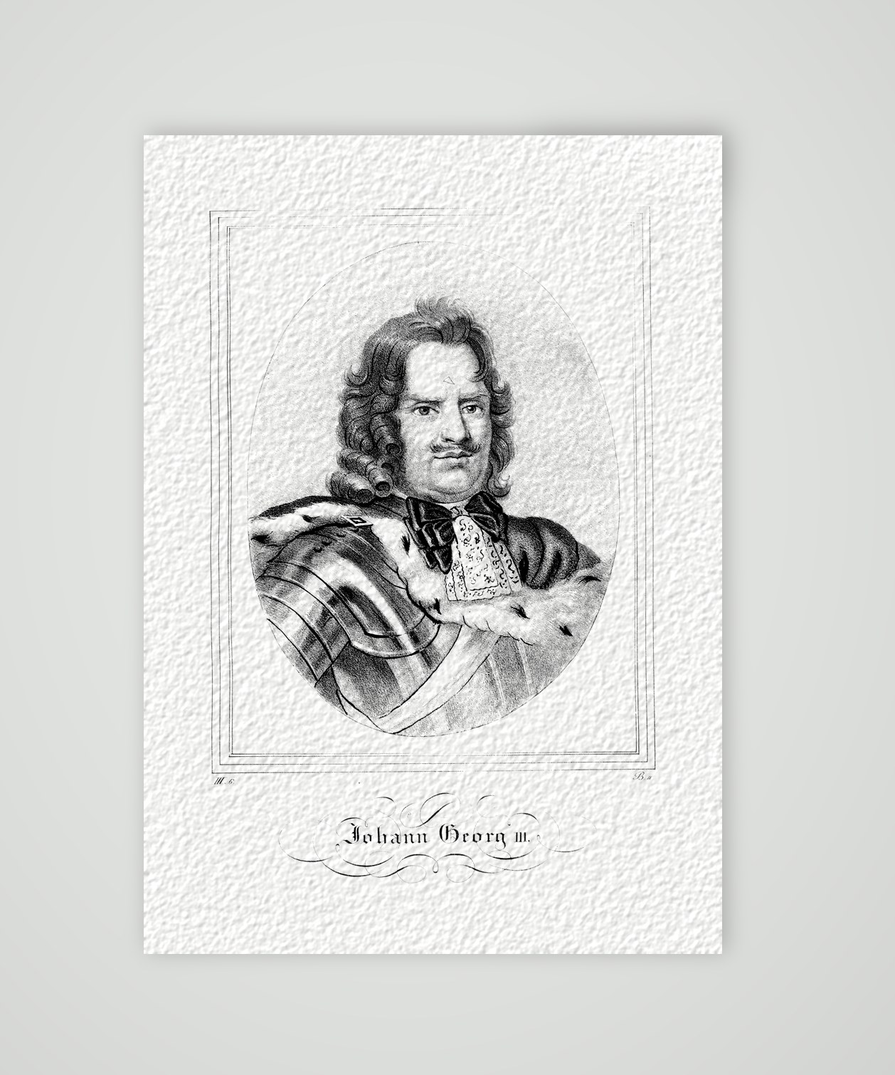 Johann Georg III., Kurfürst von Sachsen – Lithografie, Kunstdruck auf Hahnemühle-Büttenpapier