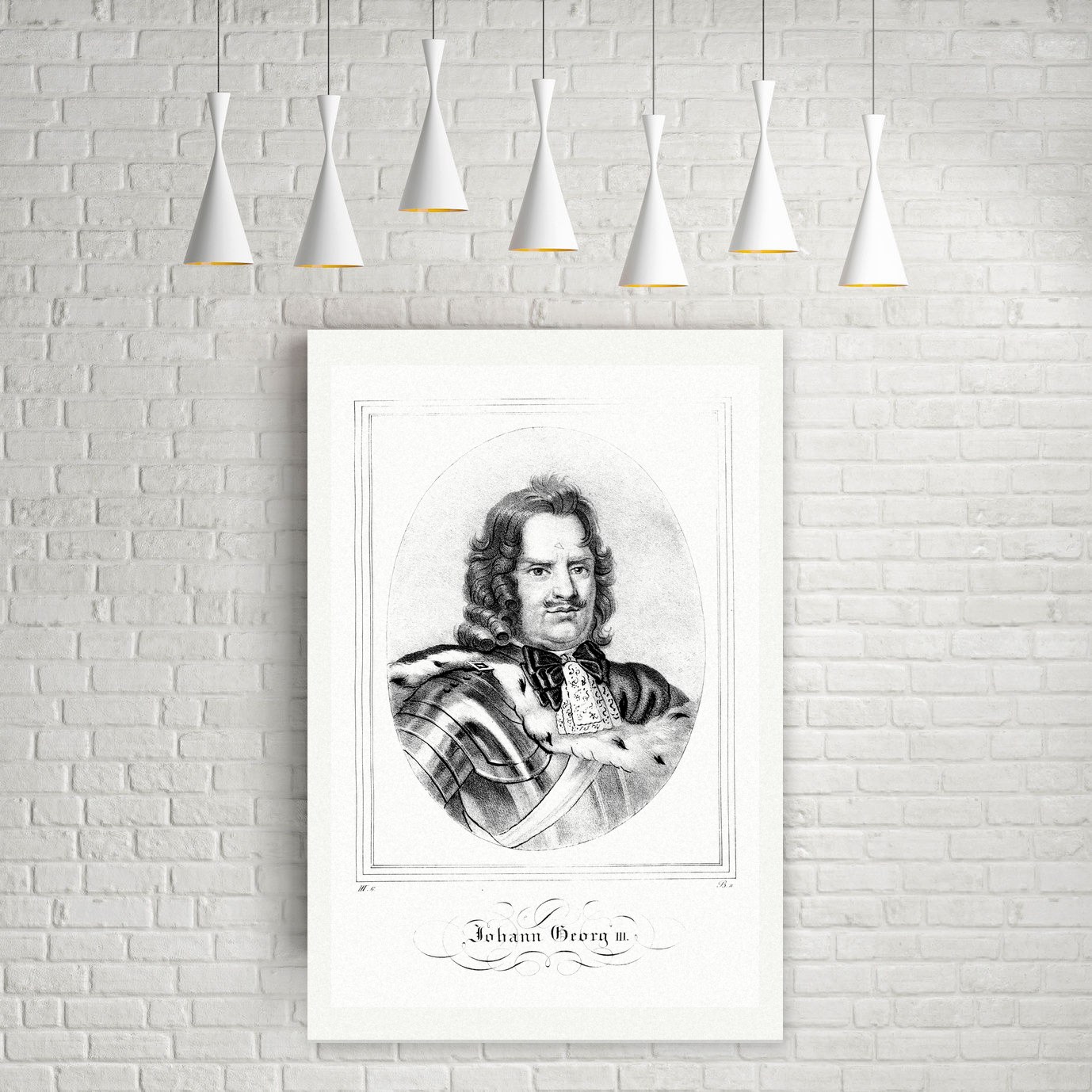 Johann Georg III., Kurfürst von Sachsen – Lithografie, Leinwanddruck auf Holzkeilrahmen an der Wand