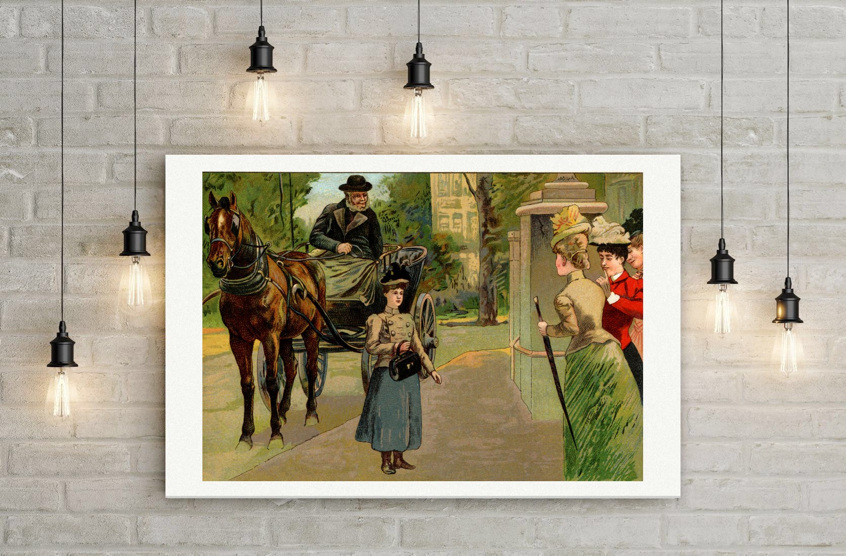 Die neue Kameradin – Farblithografie, Leinwanddruck auf Holzkeilrahmen an der Wand