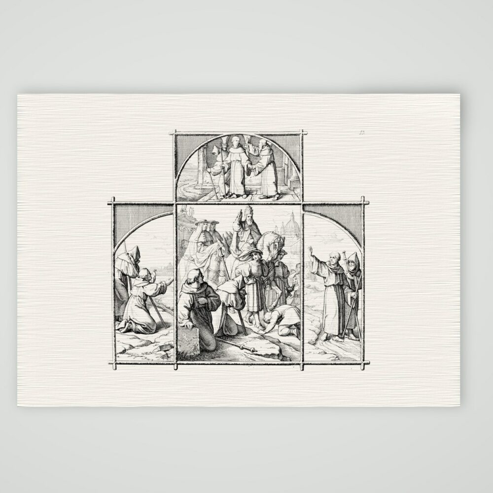 Luthers Reise nach Rom (1510) – Stich nach Gustav König (Monogramm GK), Kunstdruck auf Leinenpapier