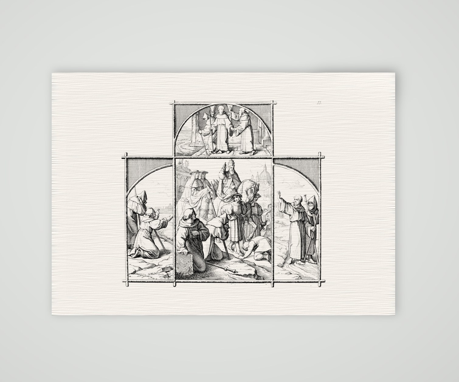 Luthers Reise nach Rom (1510) – Stich nach Gustav König (Monogramm GK), Kunstdruck auf Leinenpapier