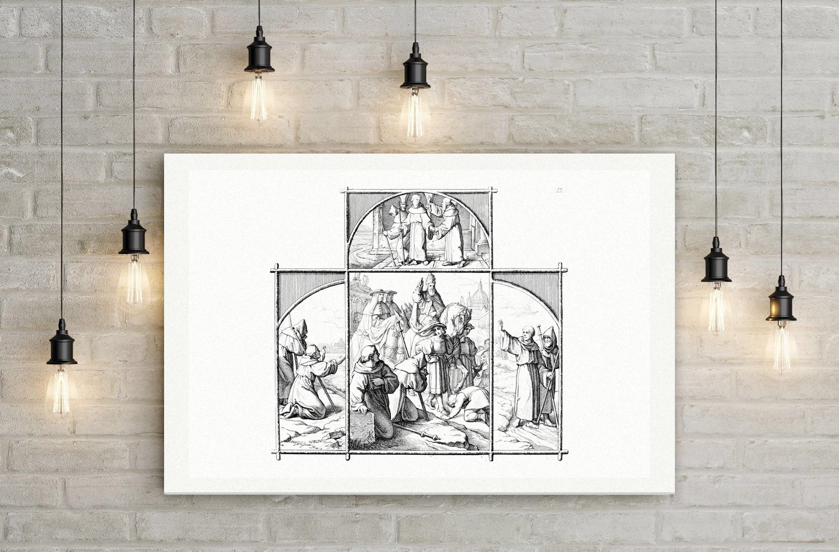 Luthers Reise nach Rom (1510) – Stich nach Gustav König (Monogramm GK), Leinwanddruck auf Holzkeilrahmen an der Wand