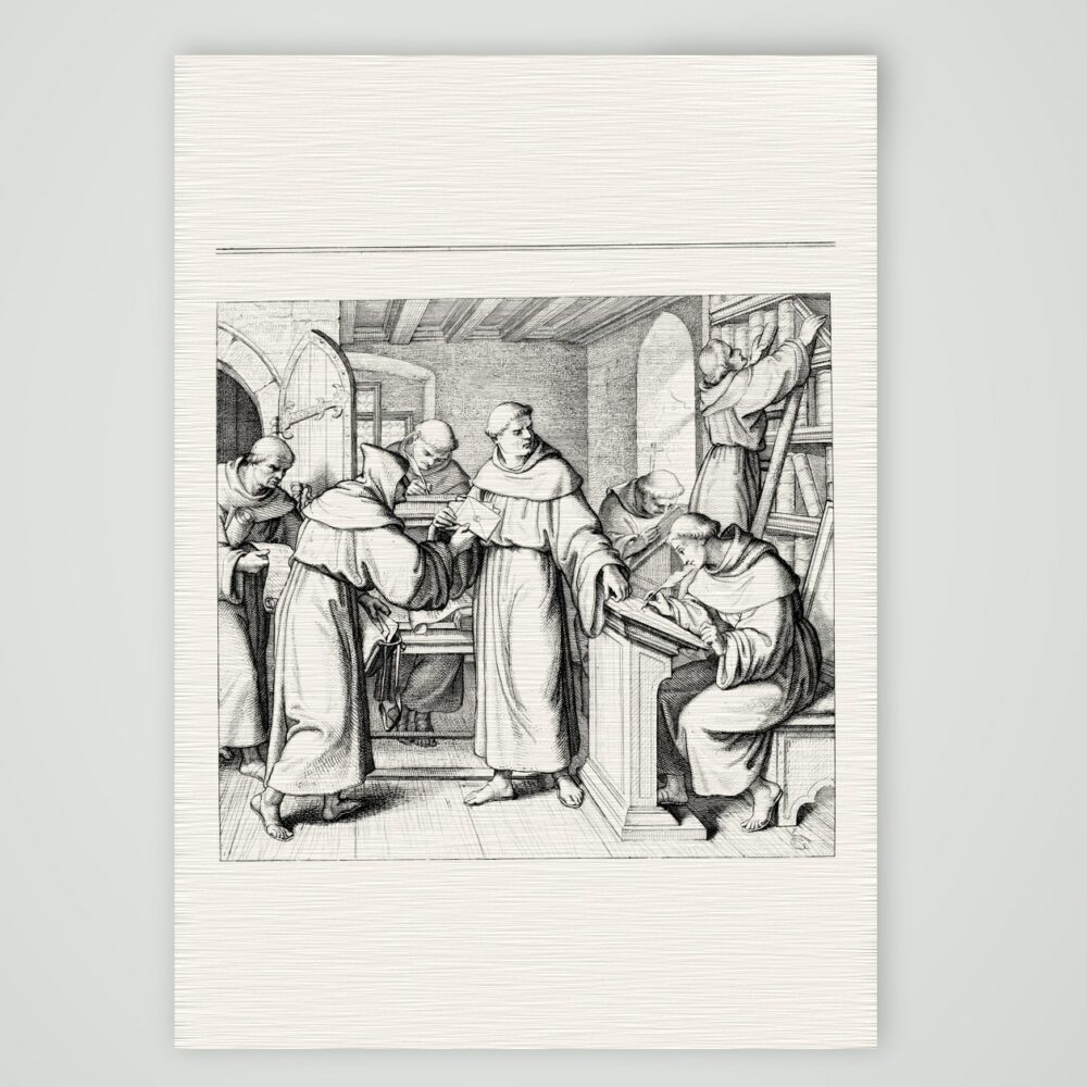Luther als Generalvikar des Augustinerordens – Stich nach Gustav König (Monogramm GK), Kunstdruck auf Leinenpapier