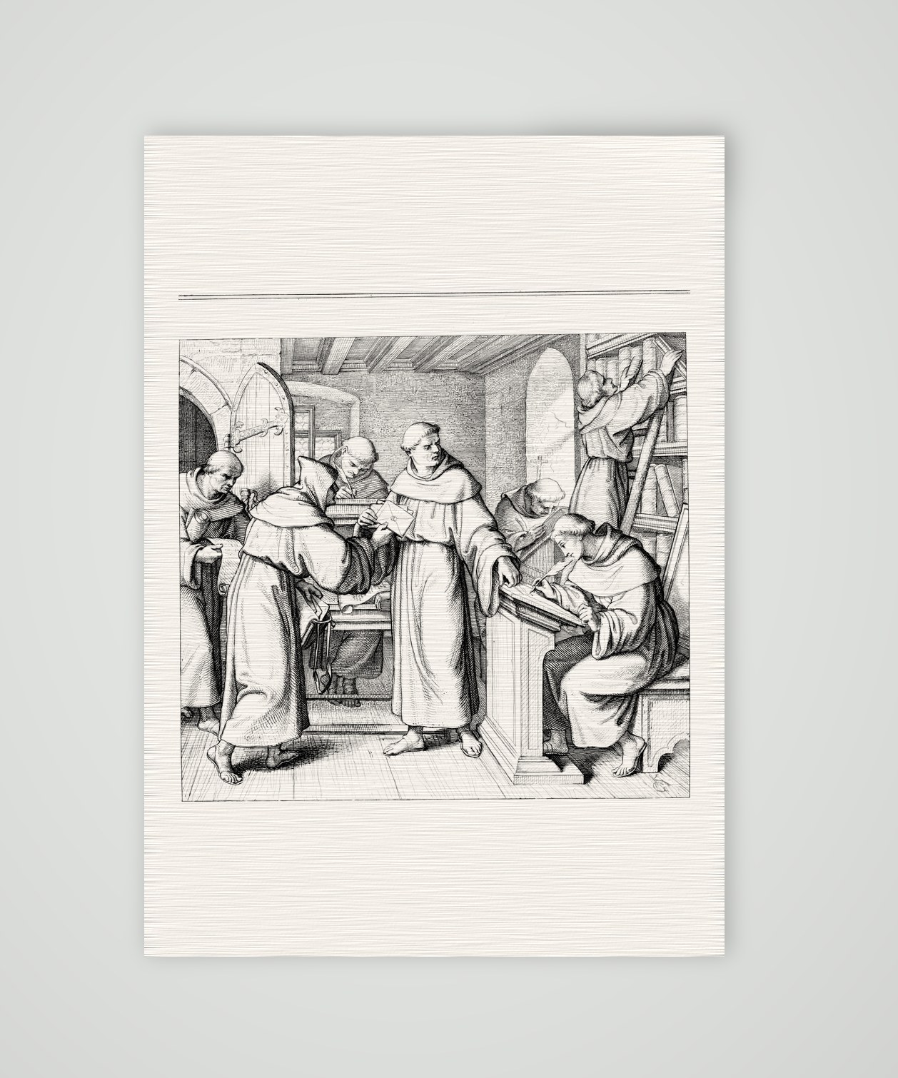 Luther als Generalvikar des Augustinerordens – Stich nach Gustav König (Monogramm GK), Kunstdruck auf Leinenpapier