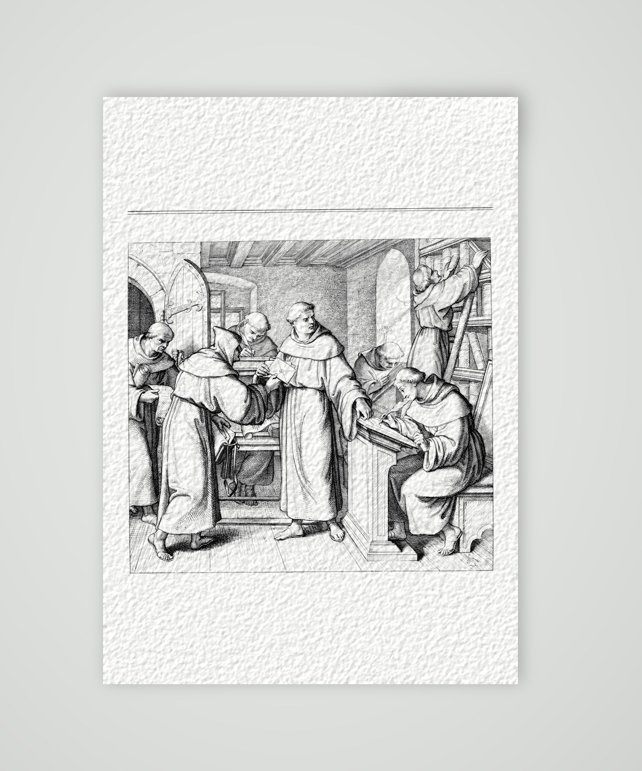 Luther als Generalvikar des Augustinerordens – Stich nach Gustav König (Monogramm GK), Kunstdruck auf Hahnemühle-Büttenpapier