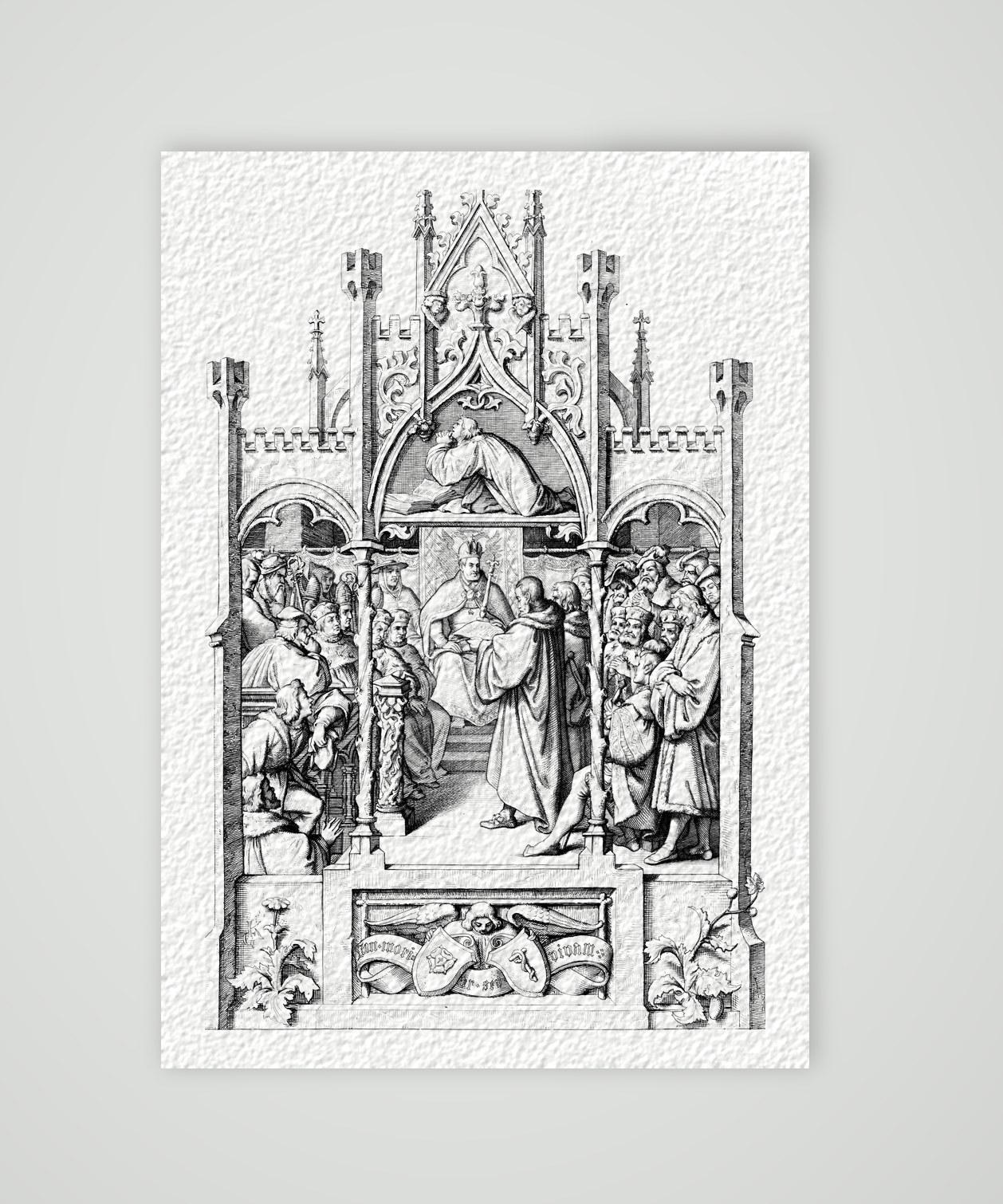 Die Übergabe der Augsburger Konfession (1530) – Stich nach Gustav König (Monogramm GK), Kunstdruck auf Hahnemühle-Büttenpapier