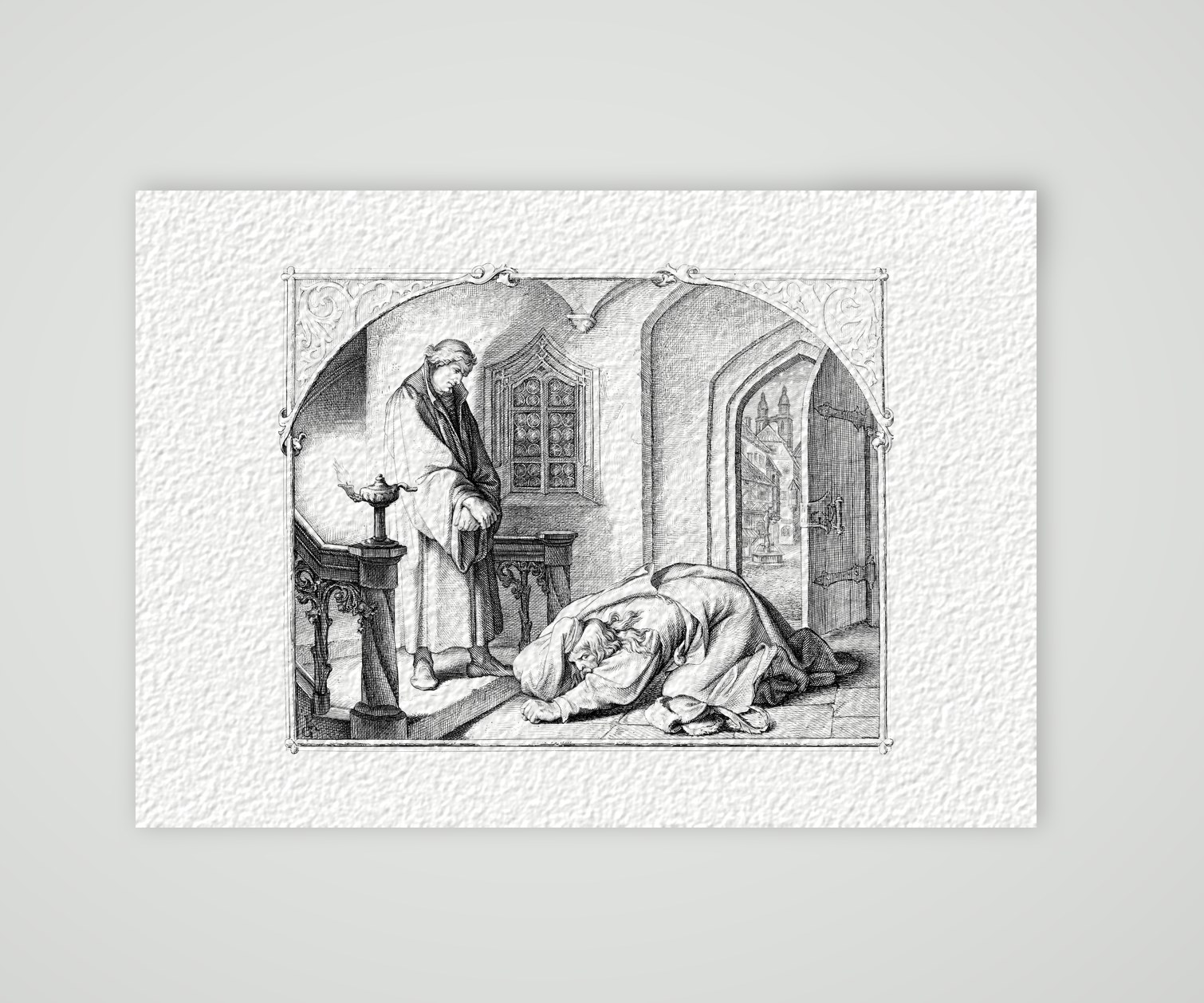 Luther und Hans Kohlhase – Stich nach Gustav König (Monogramm GK), Kunstdruck auf Hahnemühle-Büttenpapier