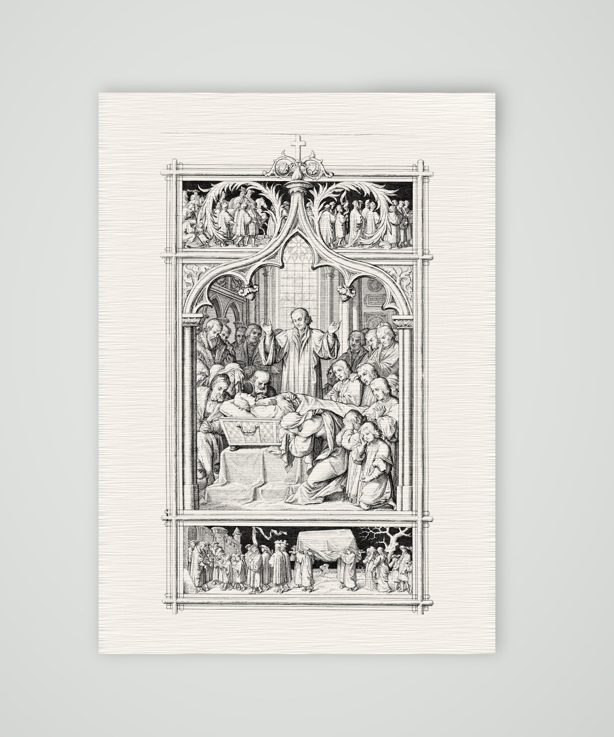 Luthers Begräbnis – Stich nach Gustav König (Monogramm GK), Kunstdruck auf Leinenpapier