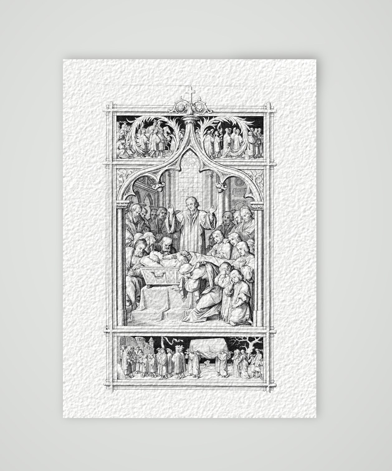 Luthers Begräbnis – Stich nach Gustav König (Monogramm GK), Kunstdruck auf Hahnemühle-Büttenpapier
