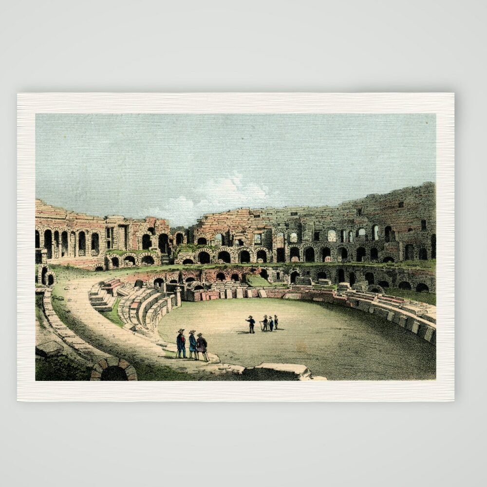 Nîmes, das Innere der römischen Arena – Lithografie, Kunstdruck auf Leinenpapier