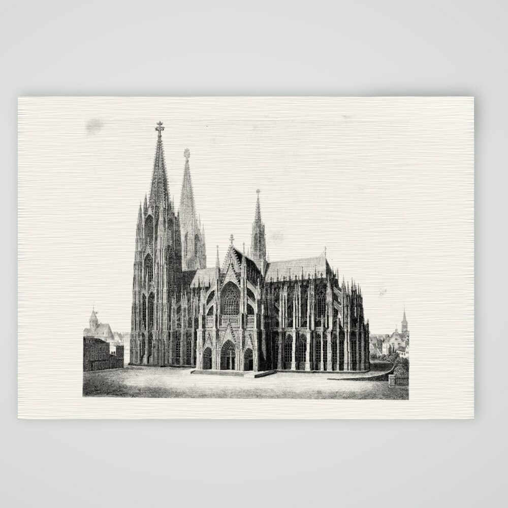 Köln, der Dom von Südosten – Stahlstich, Kunstdruck auf Leinenpapier