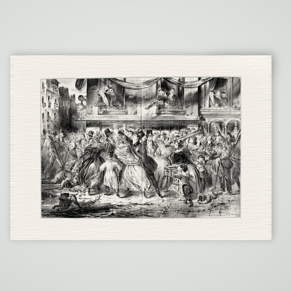 Pariser Leben – Maskenball – Lithografie, Kunstdruck auf Leinenpapier