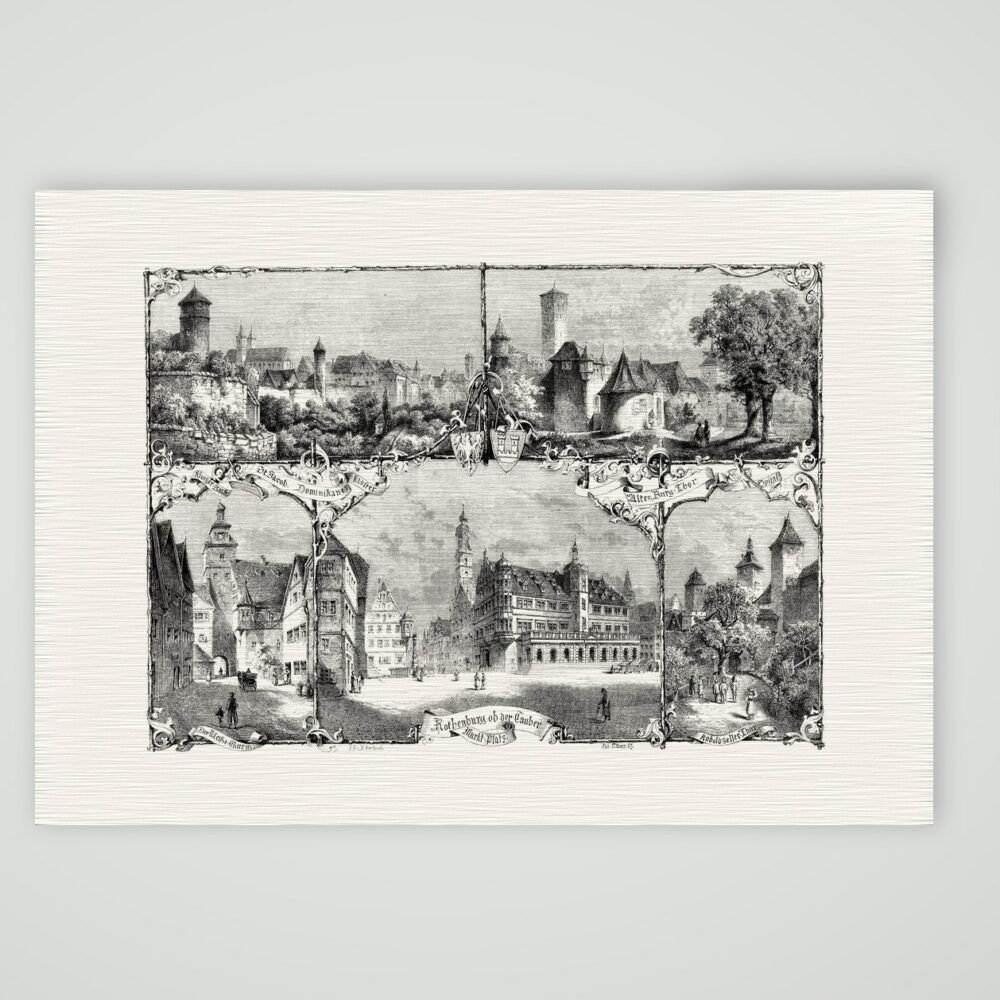 Rothenburg ob der Tauber nach Richard Püttner (1867) – Holzstich, Kunstdruck auf Leinenpapier