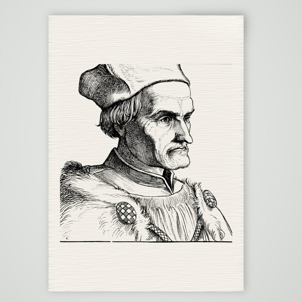 Johann Geiler von Kaysersberg, Straßburger Domprediger – Holzstich, Kunstdruck auf Leinenpapier