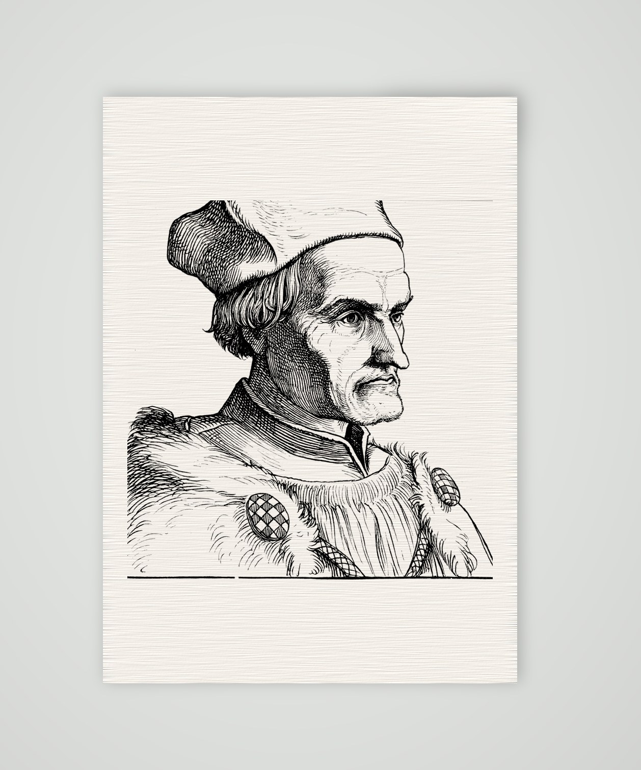 Johann Geiler von Kaysersberg, Straßburger Domprediger – Holzstich, Kunstdruck auf Leinenpapier