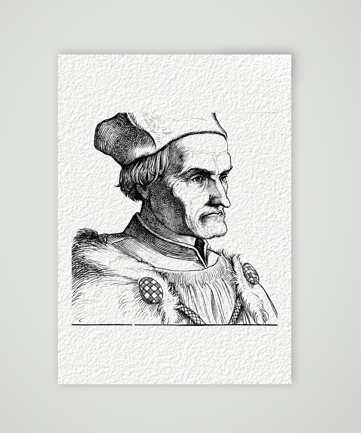 Johann Geiler von Kaysersberg, Straßburger Domprediger – Holzstich, Kunstdruck auf Hahnemühle-Büttenpapier