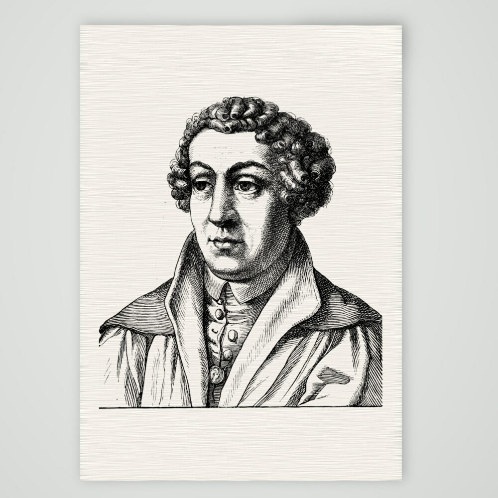 Johannes Reuchlin, Humanist – Holzstich, Kunstdruck auf Leinenpapier